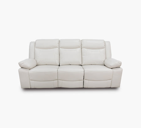 Dallas Ivory Leather Dual Power Reclining Sofa