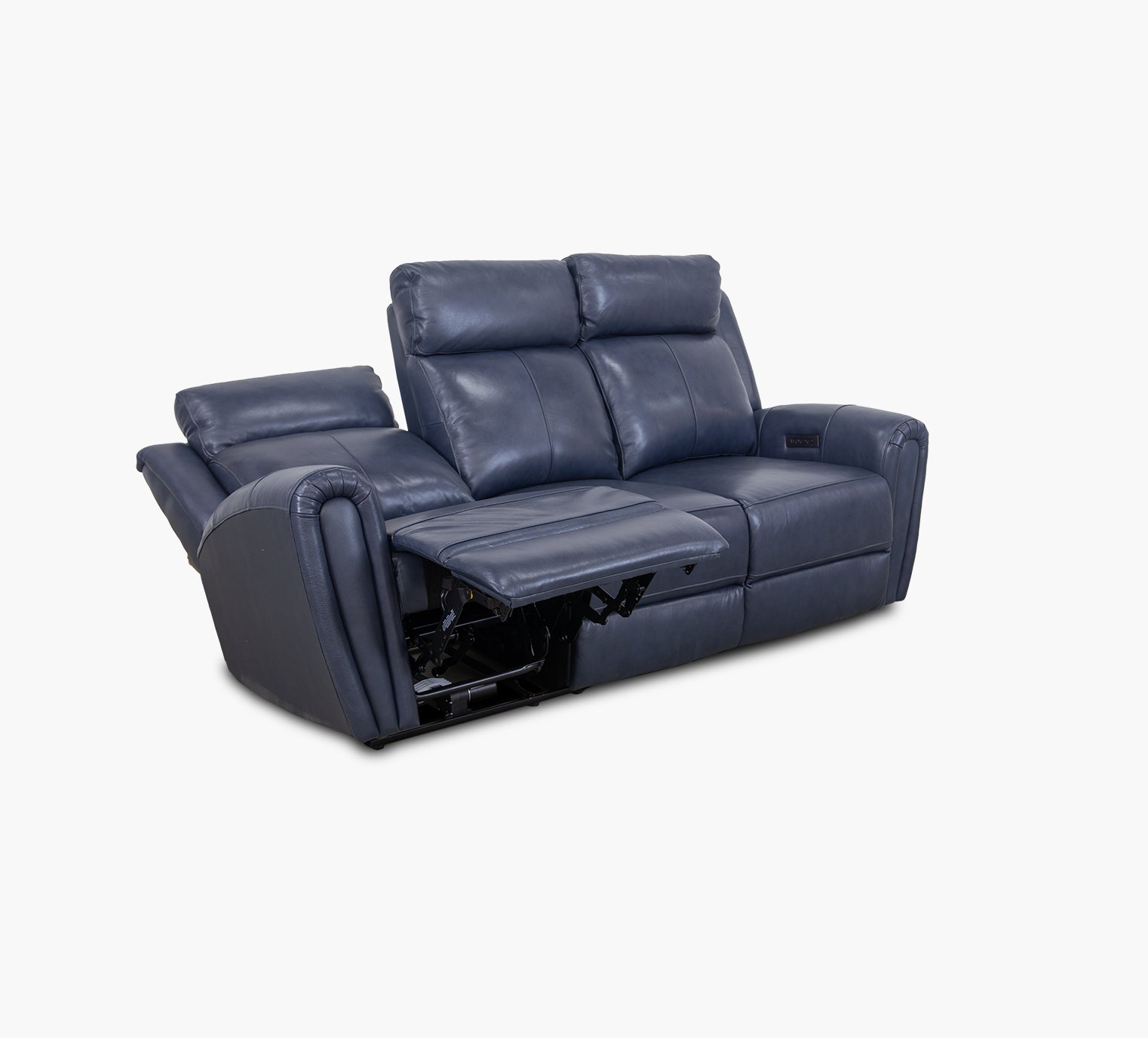 Jonathan Blue Leather Reclining Sofa – Kane's Furniture