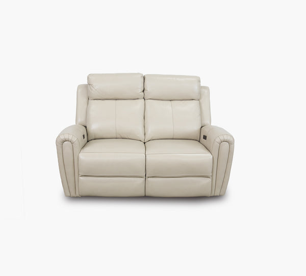 Jonathan Cream Leather Reclining Loveseat