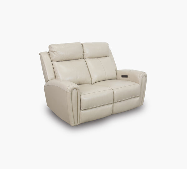 Jonathan Cream Leather Reclining Loveseat