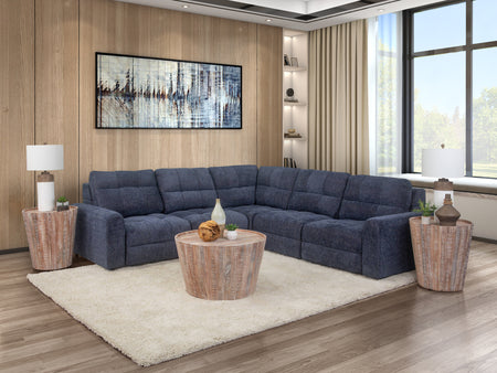 Slide Blue 5 Piece Sliding Sectional w/Left Arm Facing and Right Arm Facing Sliding Seats