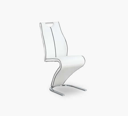 Intertwine Side Chair White with Grey Welt