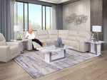 Stratos Stone 5 Piece Leather Power Sectional