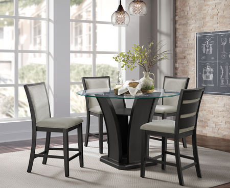 Cosmopolitan 5 Piece Round Dining Set with Slat Back Chairs
