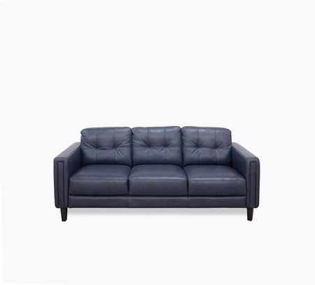 Rossi Navy Leather Sofa 90