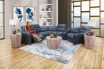 Indigo 6 Piece Leather Power Sectional w/LAF Cuddler Chaise