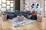 Indigo 7 Piece Leather Power Sectional w/RAF Cuddler Chaise