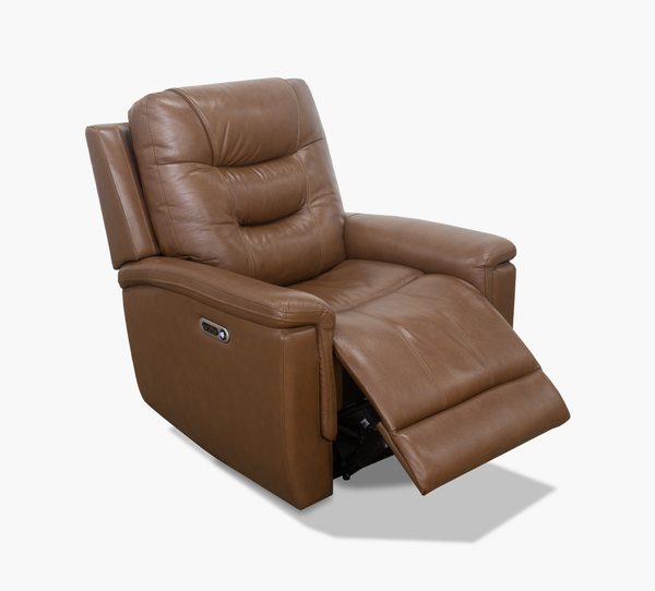 Abbott Camel Leather Power Recliner with Power Headrest