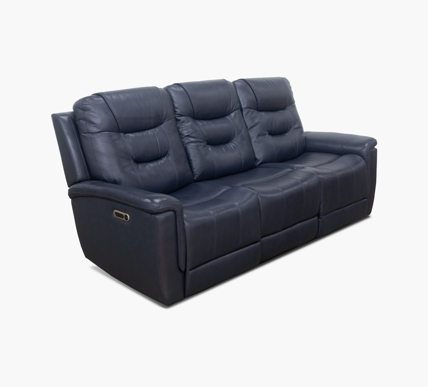 Abbott Navy Leather Power Sofa with Power Headrest