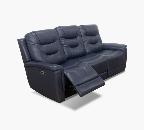 Abbott Navy Leather Power Sofa with Power Headrest