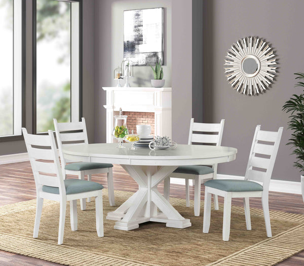 Trina 5 Piece Round/Oval Dining Set All White