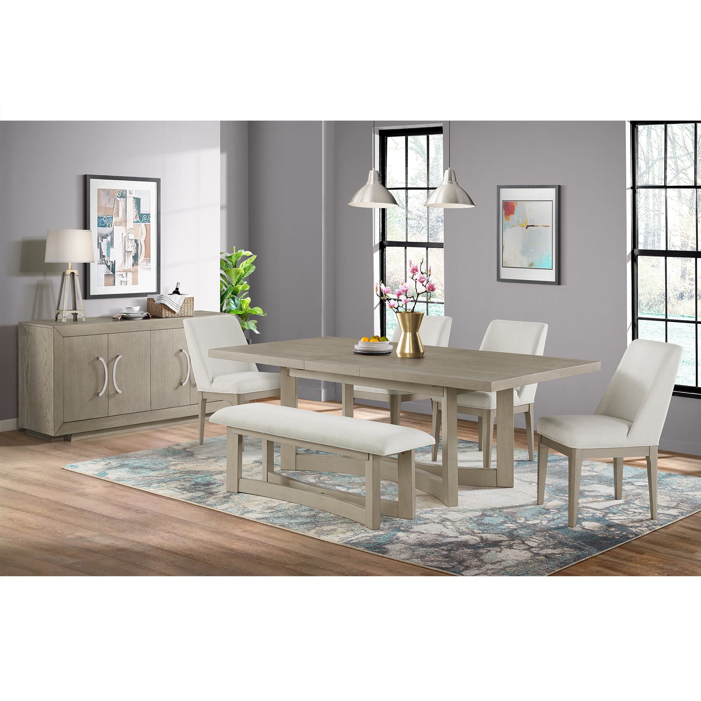 Elma 5PC Dining Set with White Side Chairs