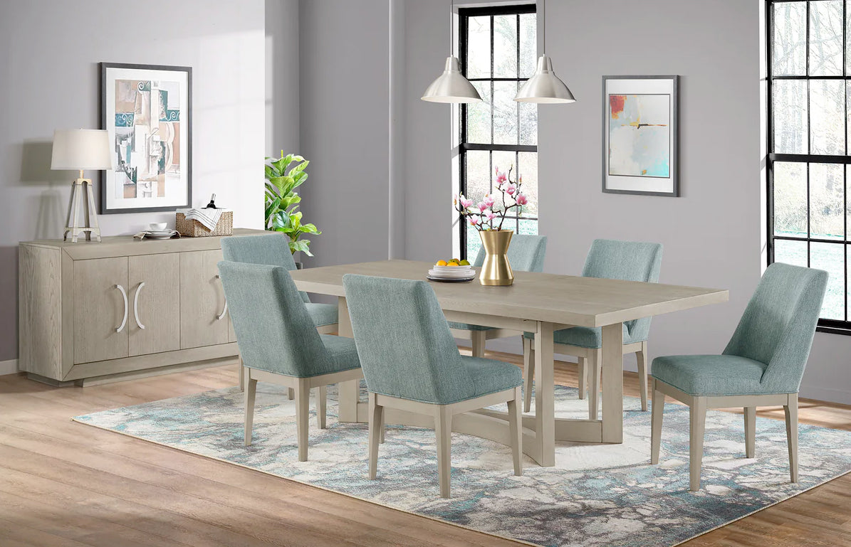 Elma 5PC Dining Set with Blue Side Chairs