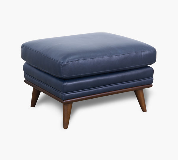 Emmitt Navy Leather Ottoman