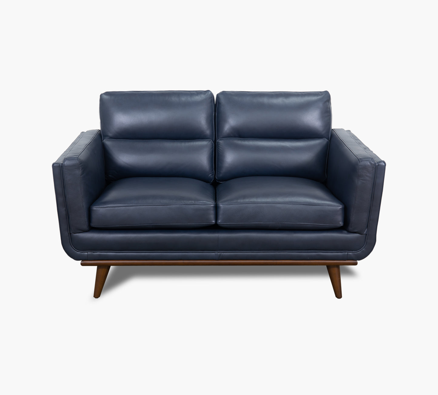 Emmitt  Navy Leather Loveseat