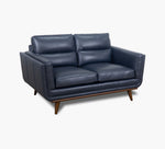 Emmitt  Navy Leather Loveseat