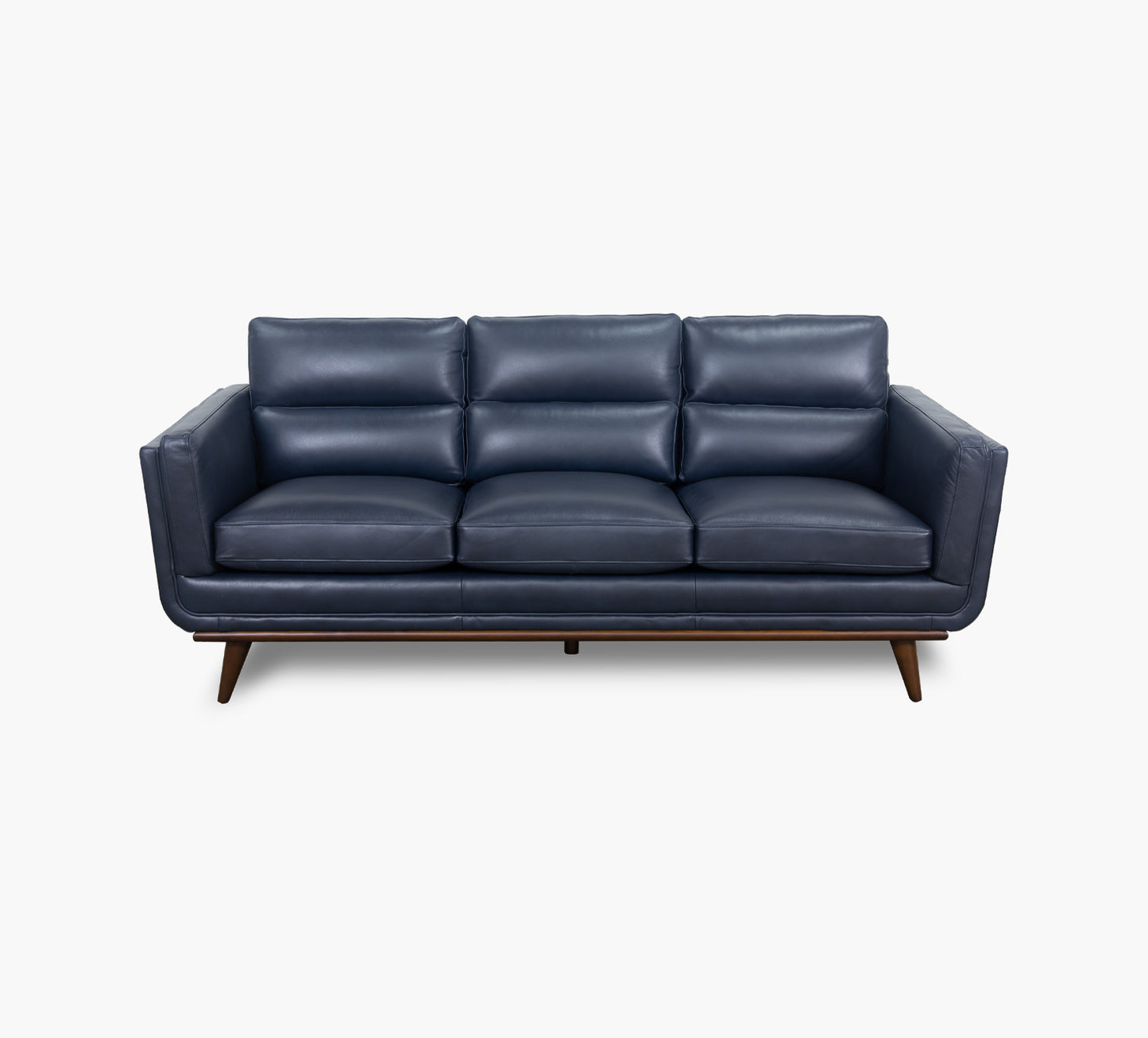 Emmitt Navy Leather Sofa 83"