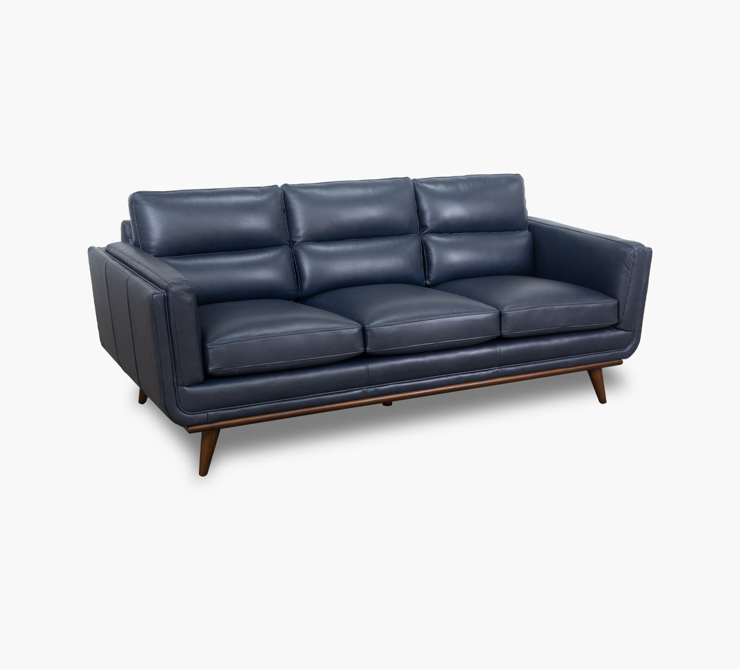 Emmitt Navy Leather Sofa 83"