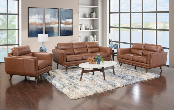 Emmitt Saddle 3 Piece Leather Living Room