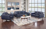 Emmitt Navy 3 Piece Leather Living Room