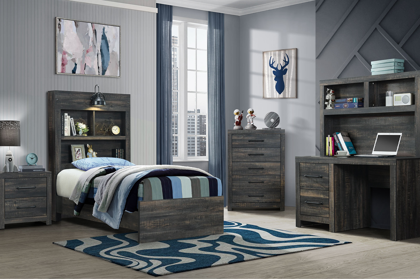 Linwood 5PC Twin Bookcase Bedroom