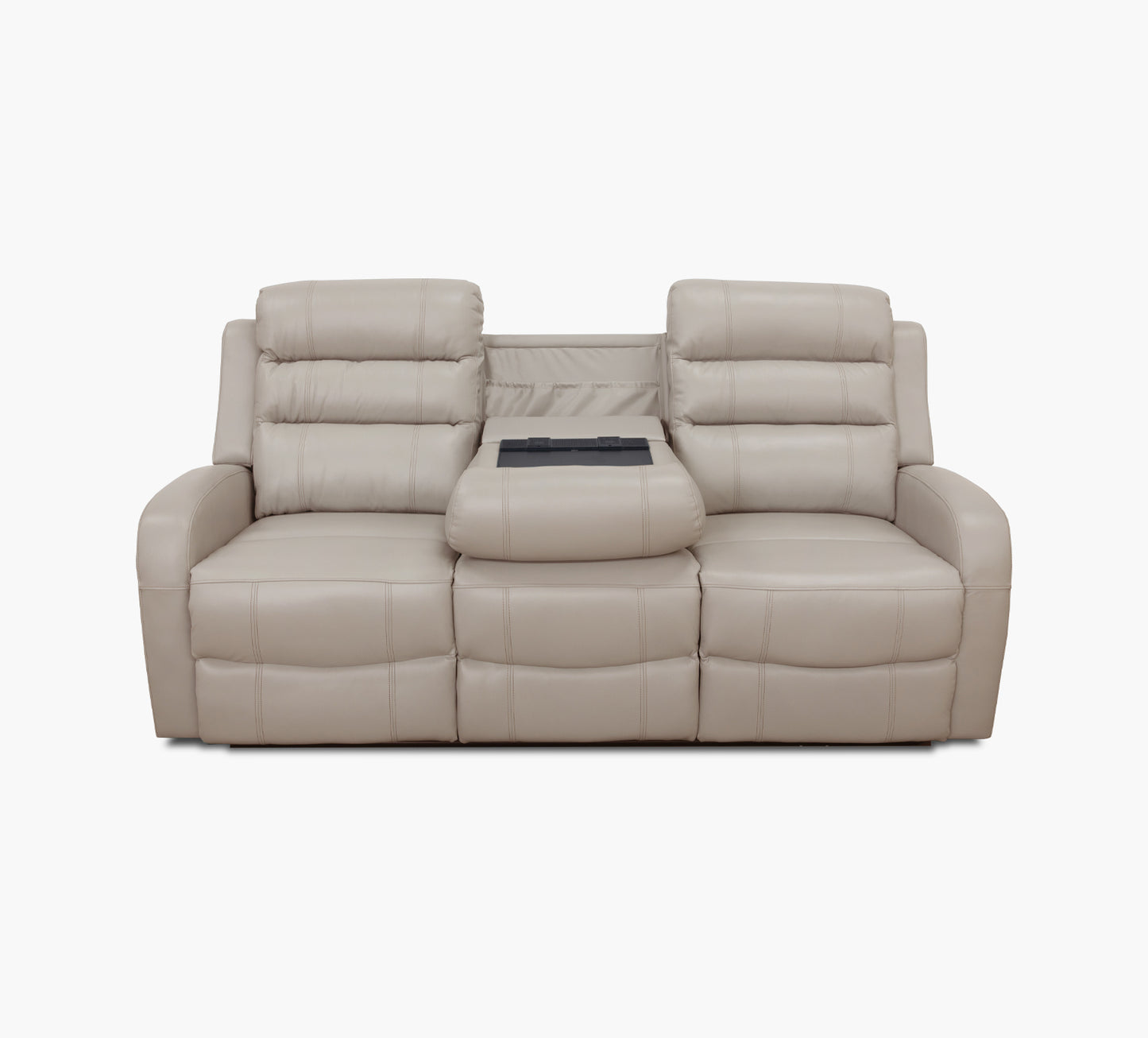 Leo Taupe Leather Triple Power Sofa w/ iTable