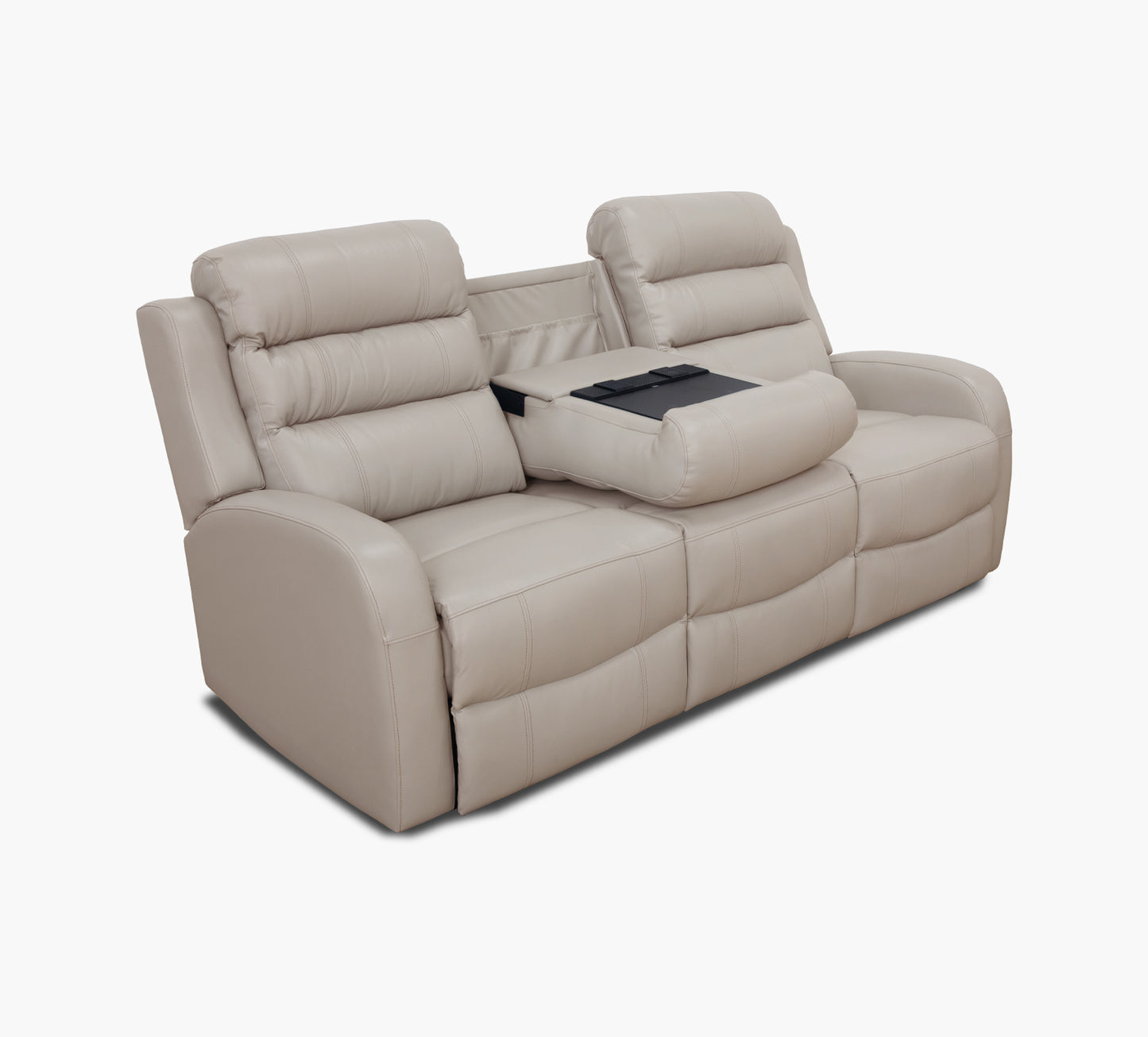 Leo Taupe Leather Triple Power Sofa w/ iTable