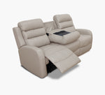 Leo Taupe Leather Triple Power Sofa w/ iTable