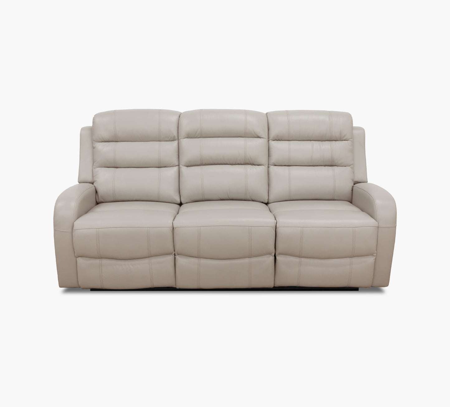 Leo Taupe Leather Triple Power Reclining Sofa