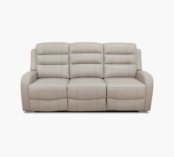 Leo Taupe Leather Triple Power Sofa w/ iTable