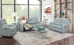 Leo Seafoam 5 Piece Leather Reclining Living Room