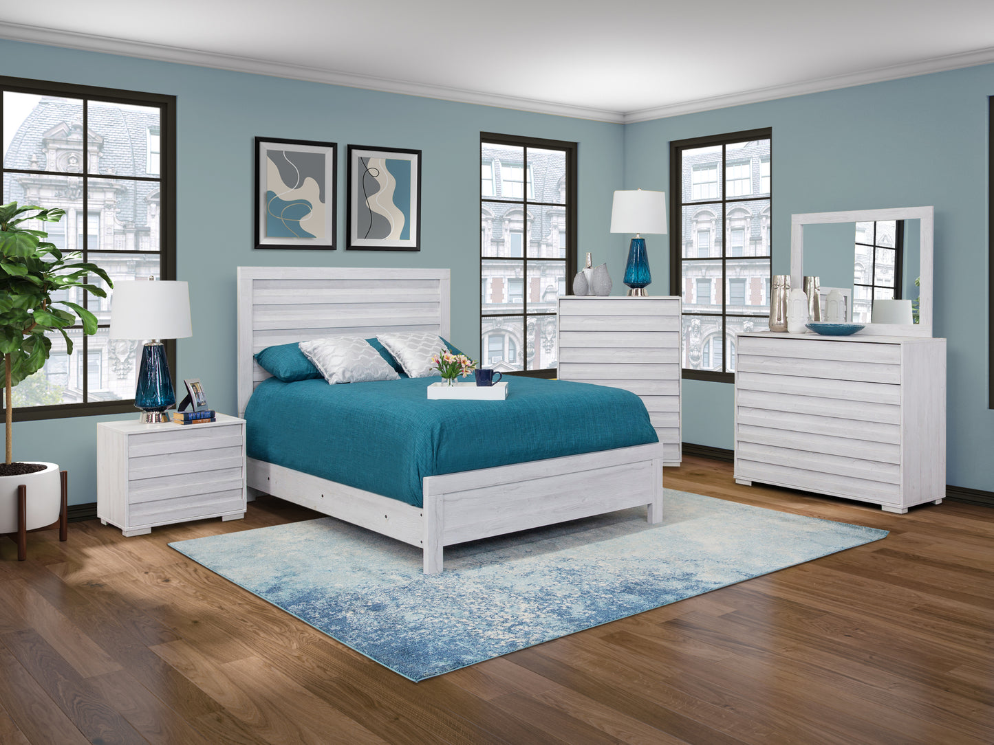 Performa White II 5 PC King Panel Bedroom