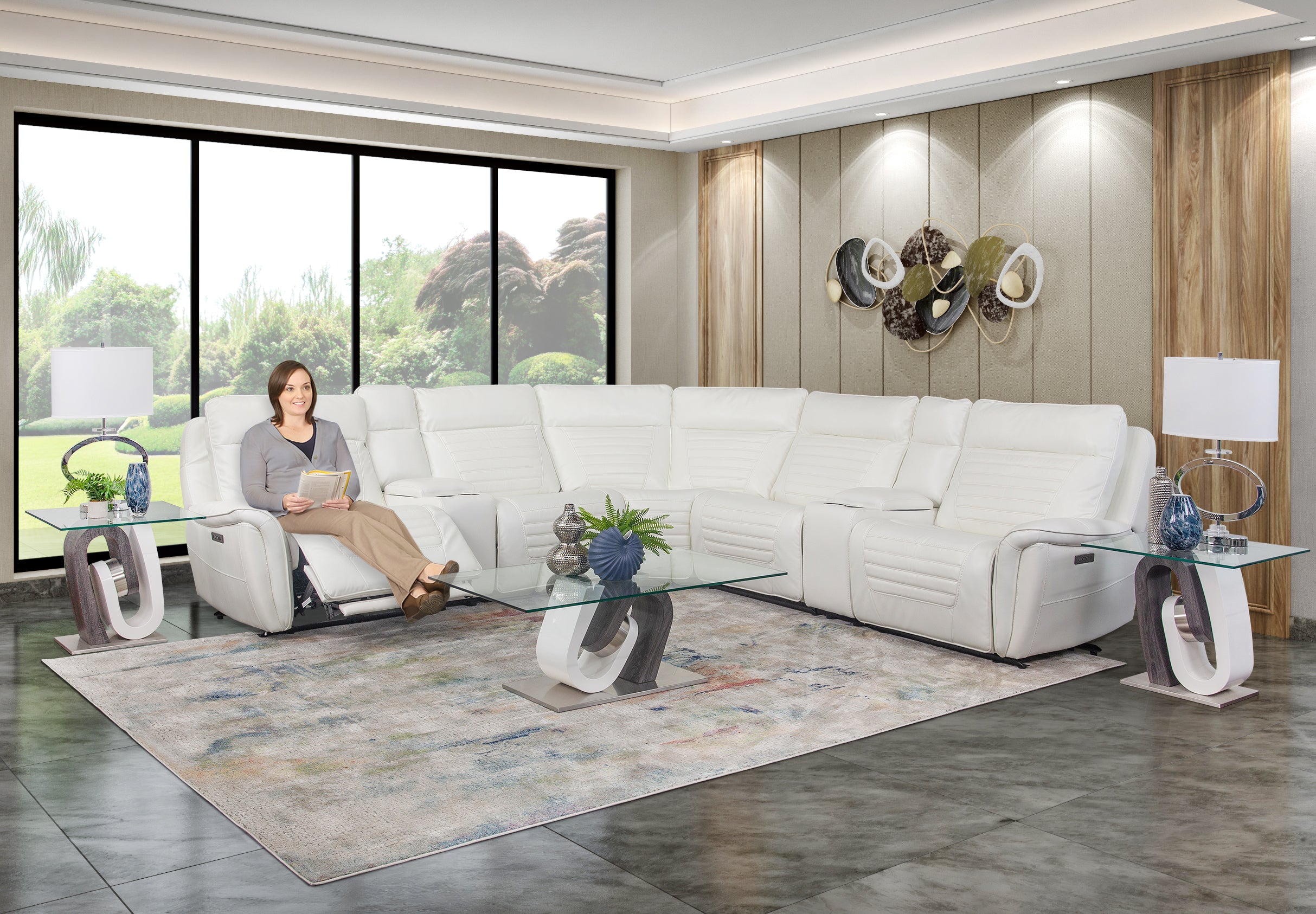 Rainier Ivory 7 Piece Zero Gravity Power Reclining Sectional Kane s Furniture