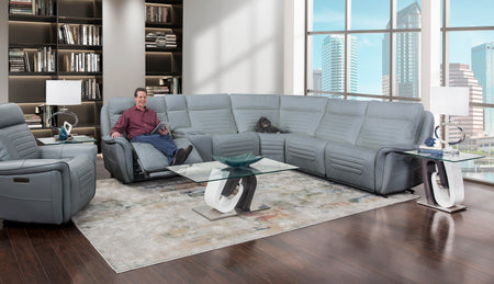 Rainier Teal 6 Piece Zero Gravity  Power Reclining Sectional