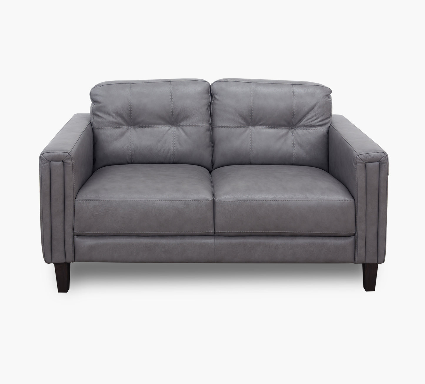 Rossi Grey Leather Loveseat