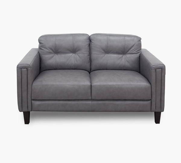 Rossi Grey Leather Loveseat