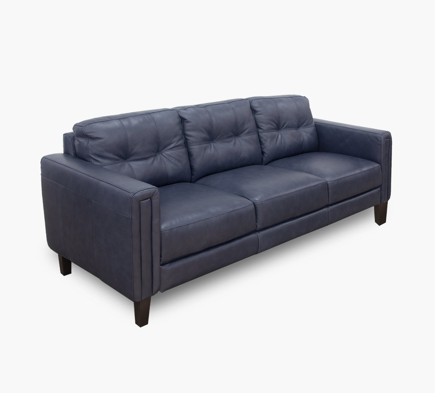Rossi Navy Leather Sofa 90"