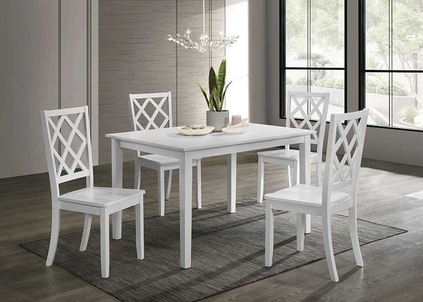 5PC Rectangle Dining Set with White Side Chairs