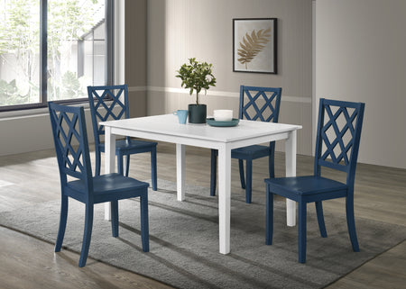 5PC Rectangle Dining Set with Blue Side Chairs