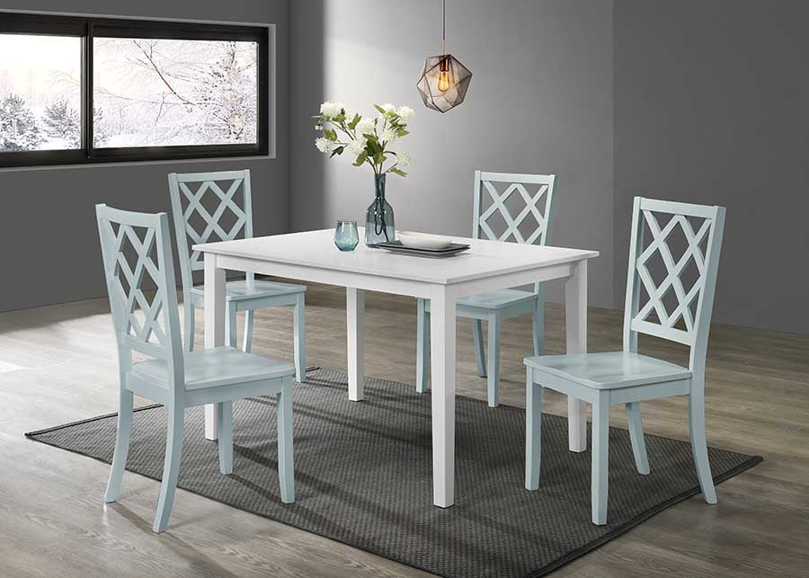 5PC Rectangle Dining Set with Mint Side Chairs