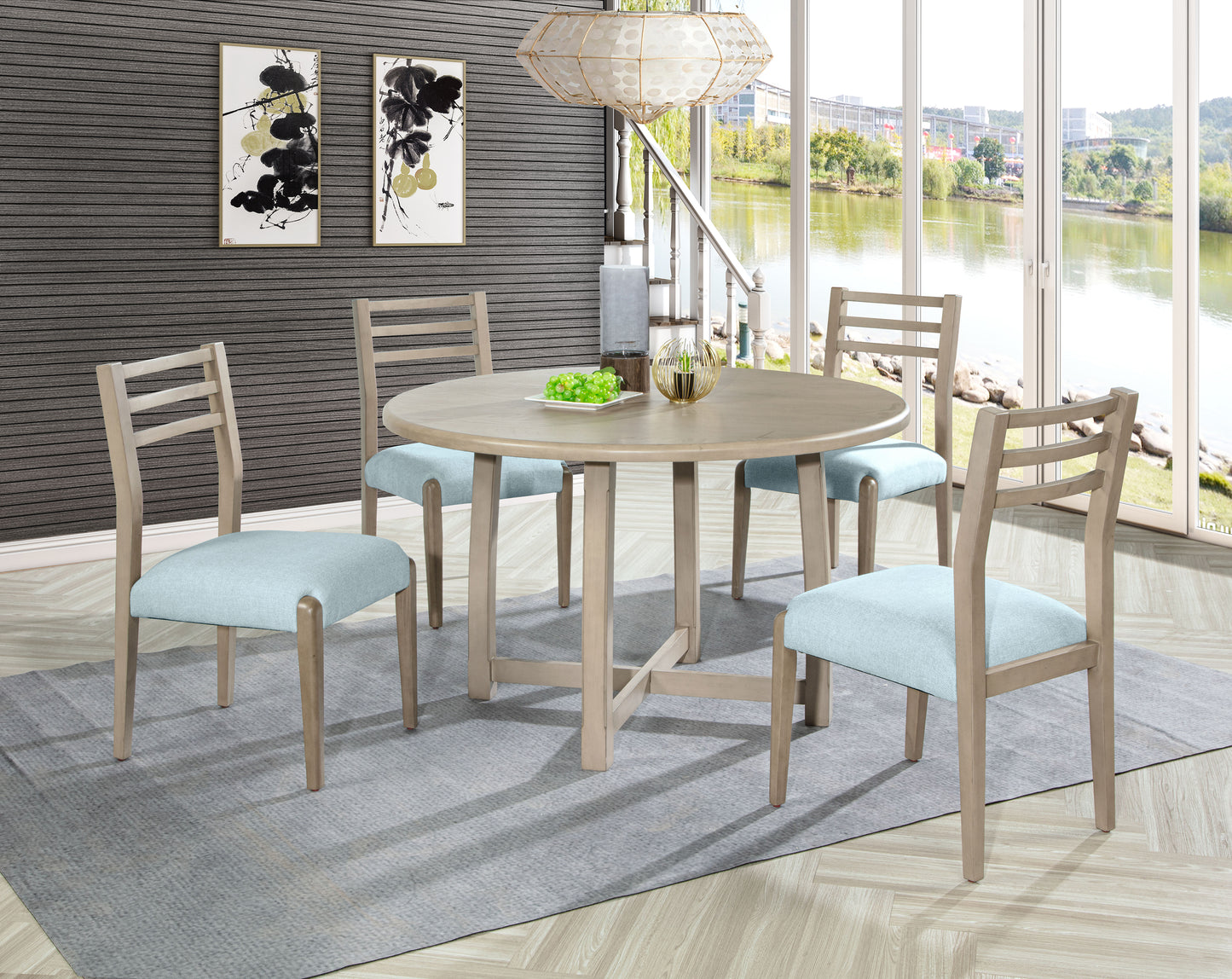 Soul 5PC Dining Set with Blue Side Chairs