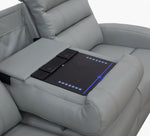 Leo Seafoam Triple Power Reclining Sofa with iTable