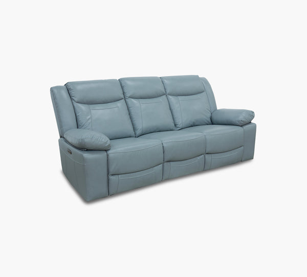 Dallas Teal Leather Dual Power Sofa