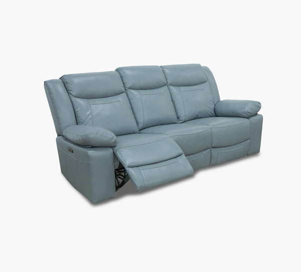 Dallas Teal Leather Dual Power Sofa