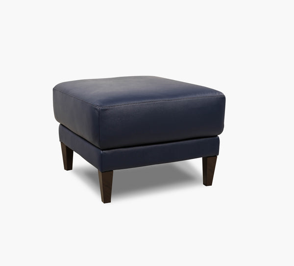 Jasper Blue Leather Ottoman