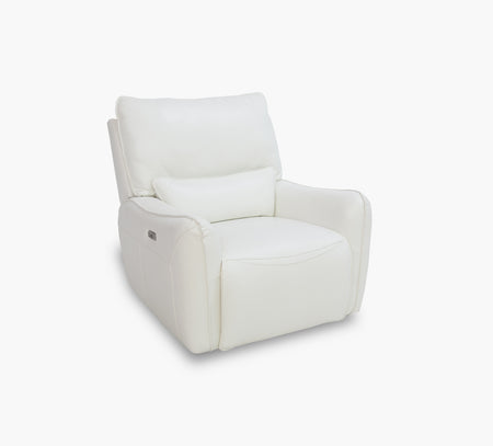 Sillón reclinable de cuero blanco con gravedad cero y doble potencia Senna