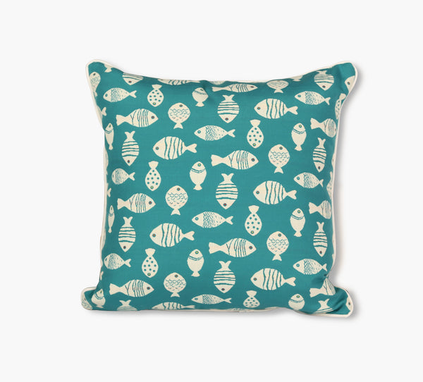 Emerald Go Fish Reversible Outdoor Throw Pillow