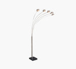 5 Light Polished Steel Arch Floor Lamp