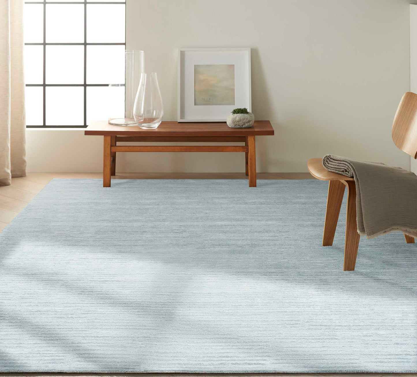 Linear Light Blue 8 x 10 Area Rug