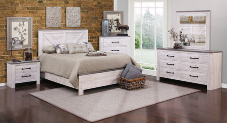 Adorna Two Tone 5 Piece Queen Panel Bedroom